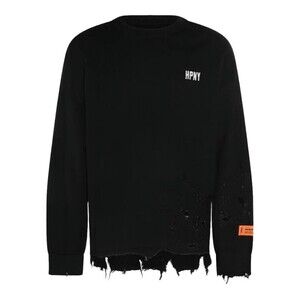Heron Preston Distressed Wool Sweater With Logo Detail - NWT